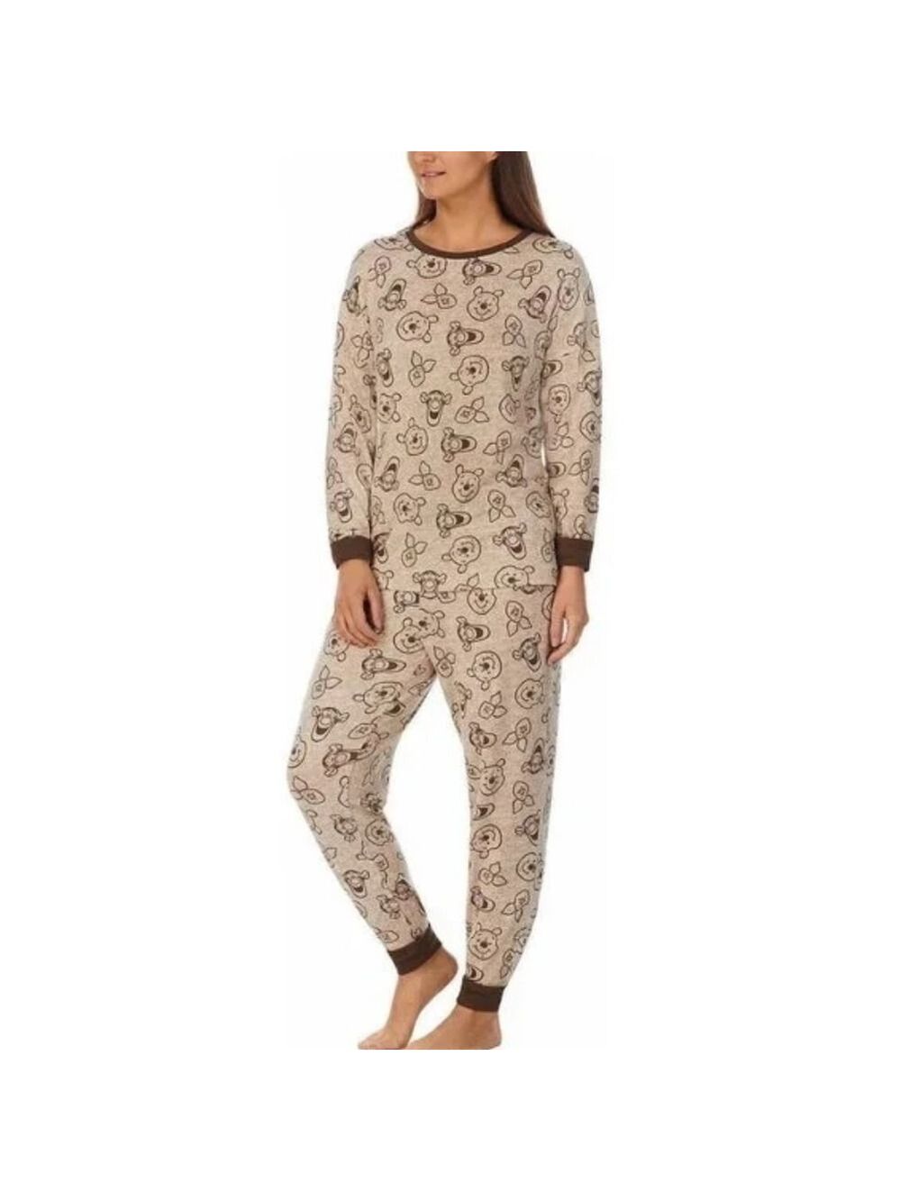 S • Disney • Tan & Brown Winnie The Pooh & Friends Printed Soft Pajama Set